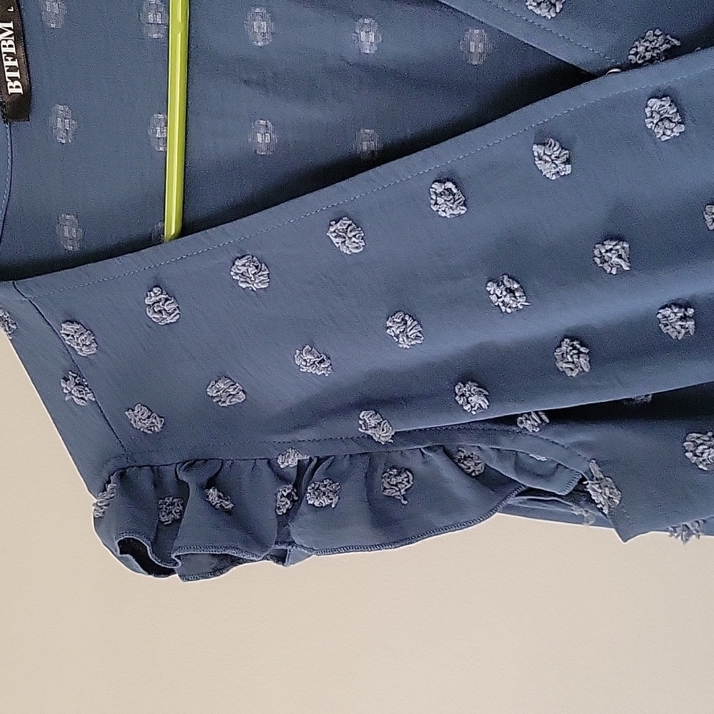 Blue Sleeveless Ruffled Maxi Dress - Picture 3 of 8